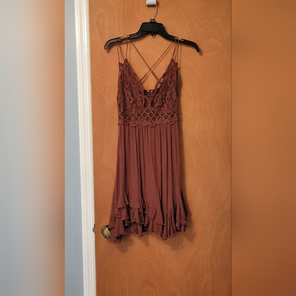 Free People Adella slip dress brown size Large